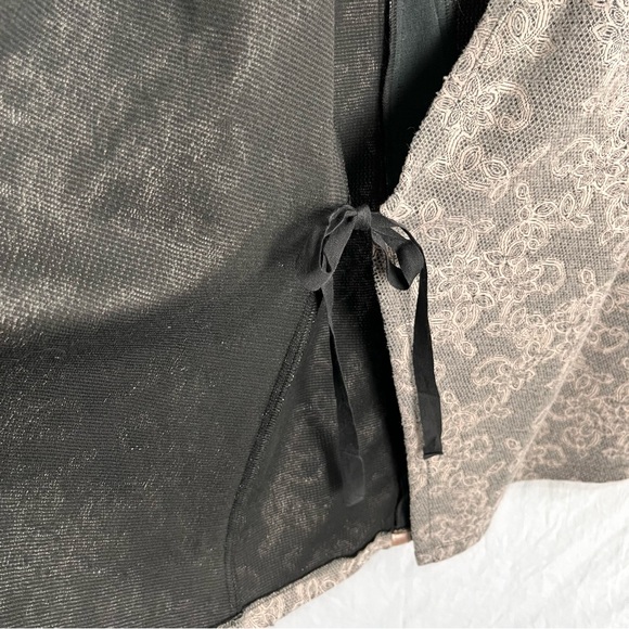 Lace Robe Style Tunic Long Cardigan Top Lightweight Pink Lace on Black Lounge - Picture 10 of 16